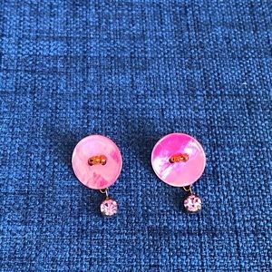 Fun PINK gem & button earrings